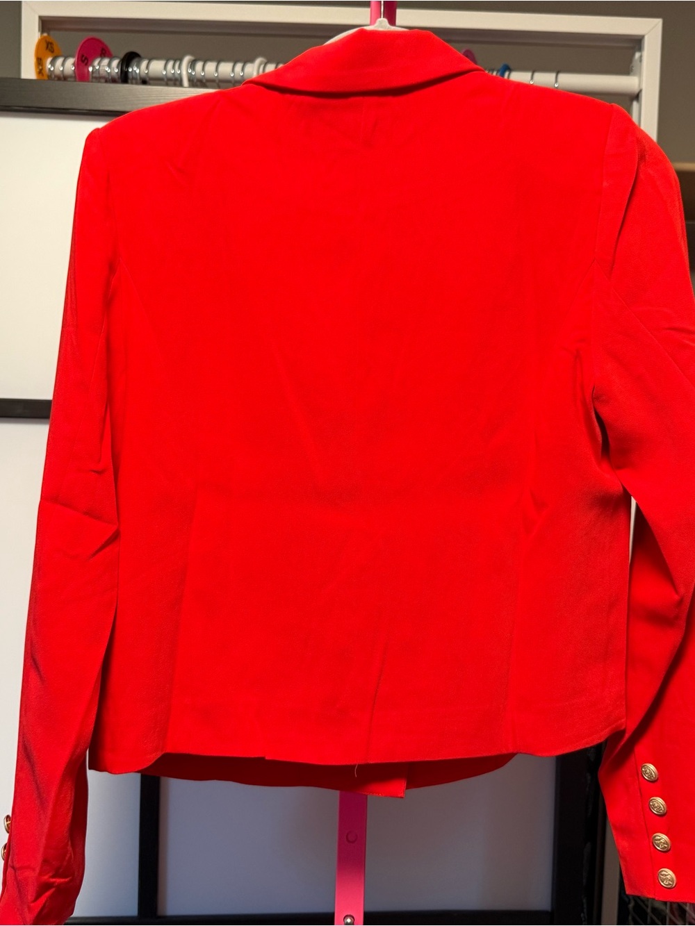 Skies Are Blue Cropped Blazer | NWT | Size Small | Bold Red Tailored Jacket - Picture 5 of 7